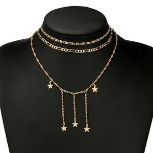 3 layers Gold Plated Necklace 2pc set